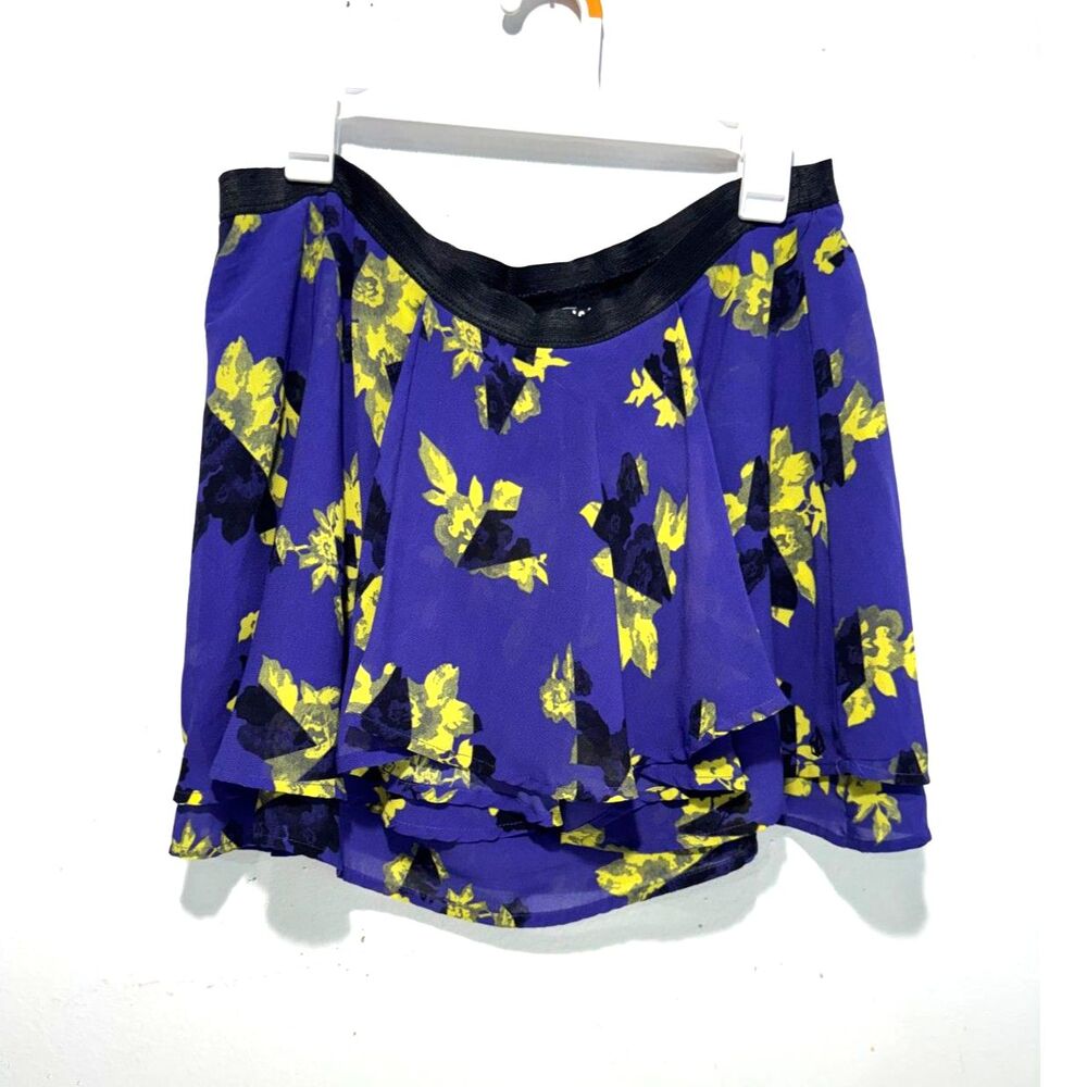 Volcom Mini skirt Y2K VTG pull on ruffle flare colorful floral casual women XL